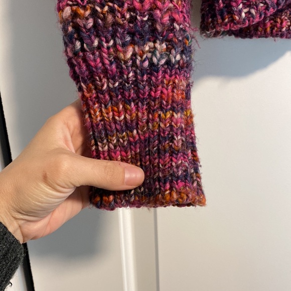 Moth crochet knit sweater size XS, magenta and fall color cozy sweater - Picture 5 of 6